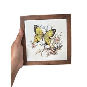 Vintage Trivet Creations By Deede Missouri Butterfly Yellow Floral